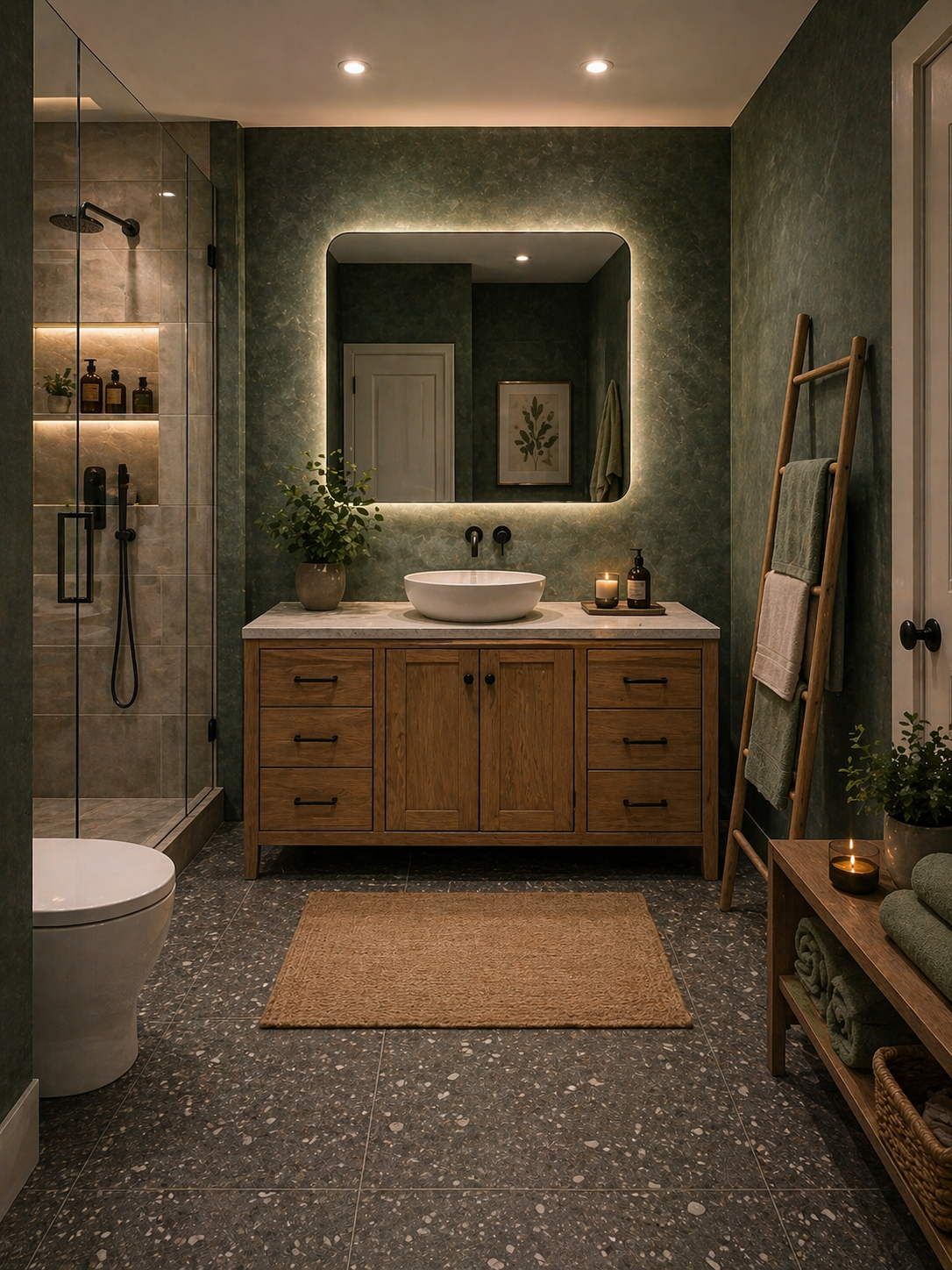 Hunter Green Bathroom Spa Style Idea