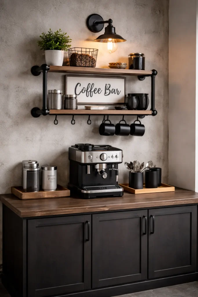 Industrial Metal Coffee Bar Idea