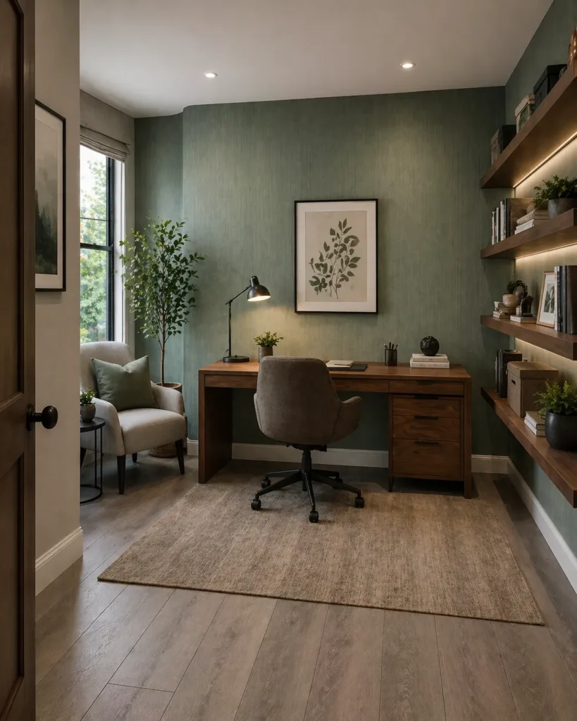Jade Green Home Office Focus Room Idea