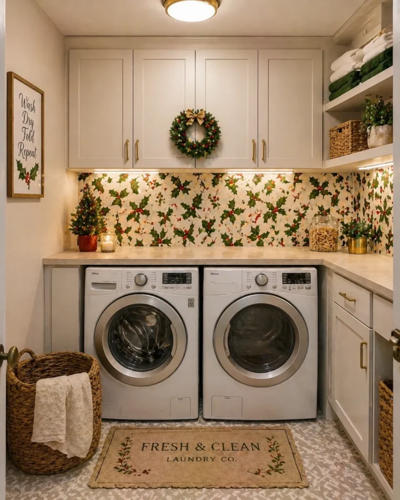Laundry Room Holly Berry Refresh Wall Idea