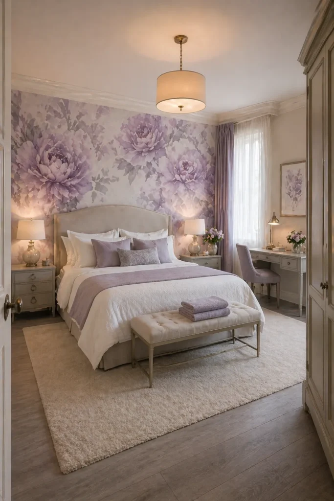 Lavender Peony Guest Bedroom Wall Idea