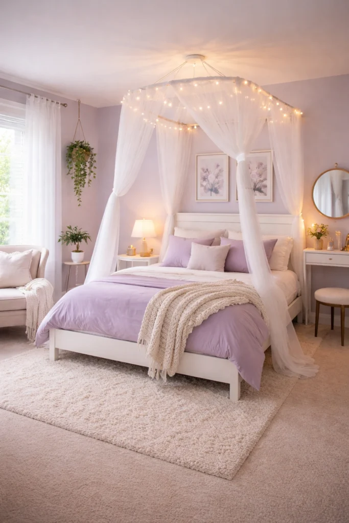 Lavender Canopy Bed Cozy Retreat Idea