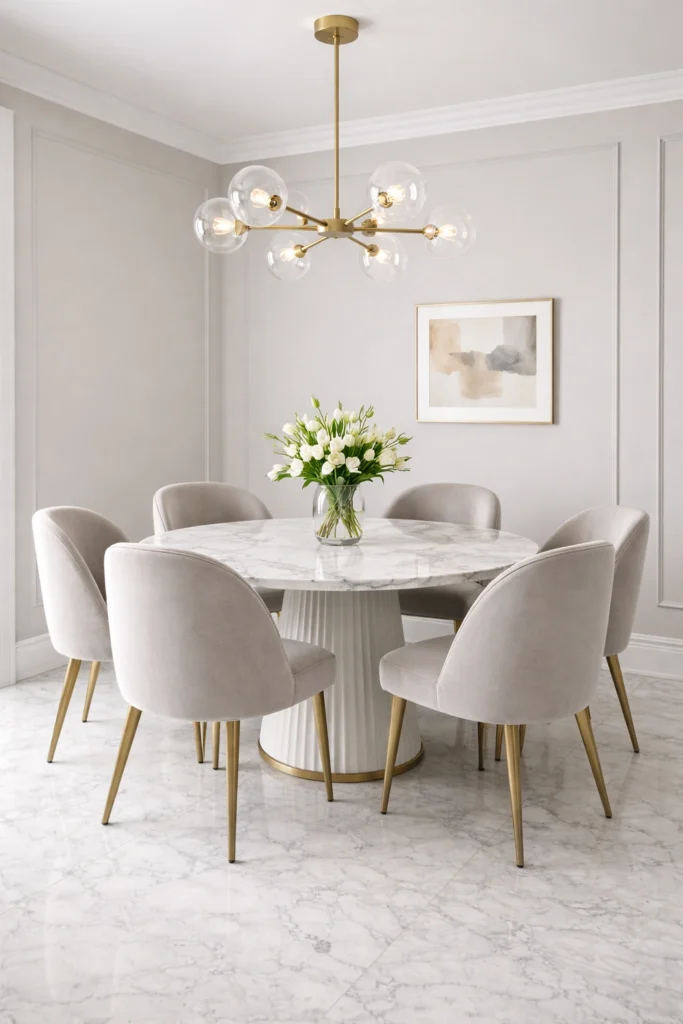 Light Grey Elegant Dining Room Idea