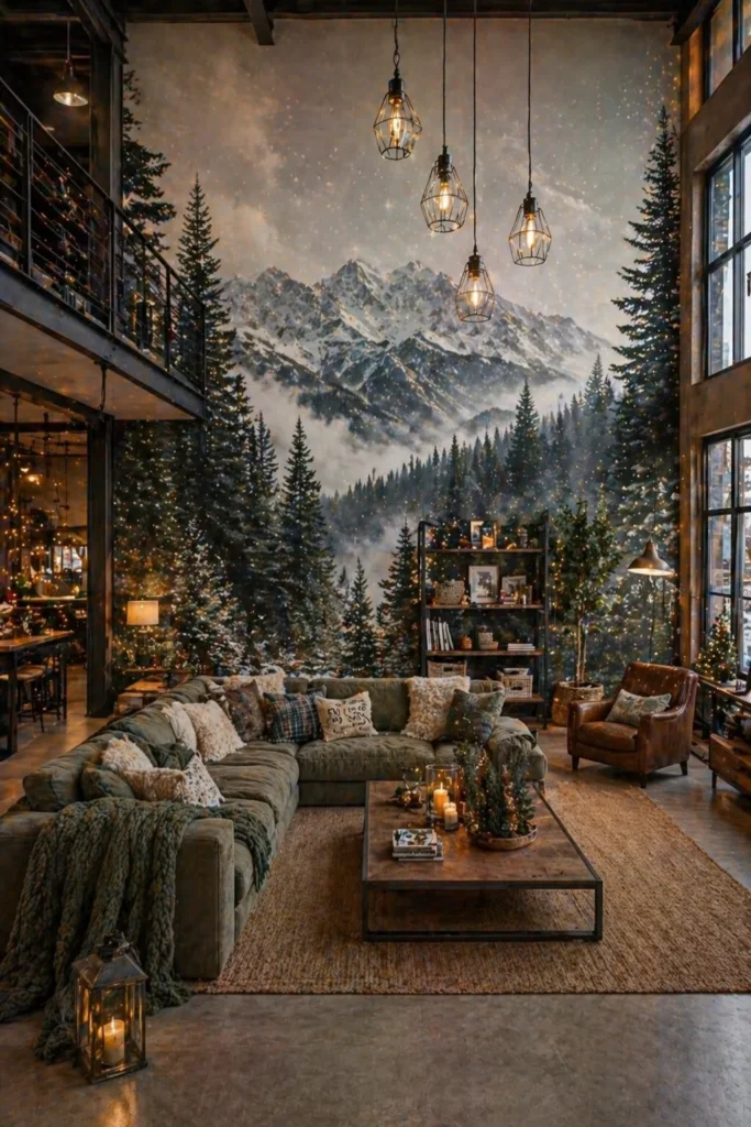 Loft Evergreen Mountain Escape Wall Idea