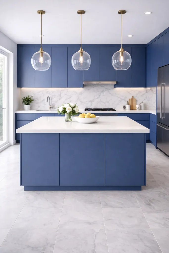 Luxury Blue Kitchen with Premium Finishes Idea