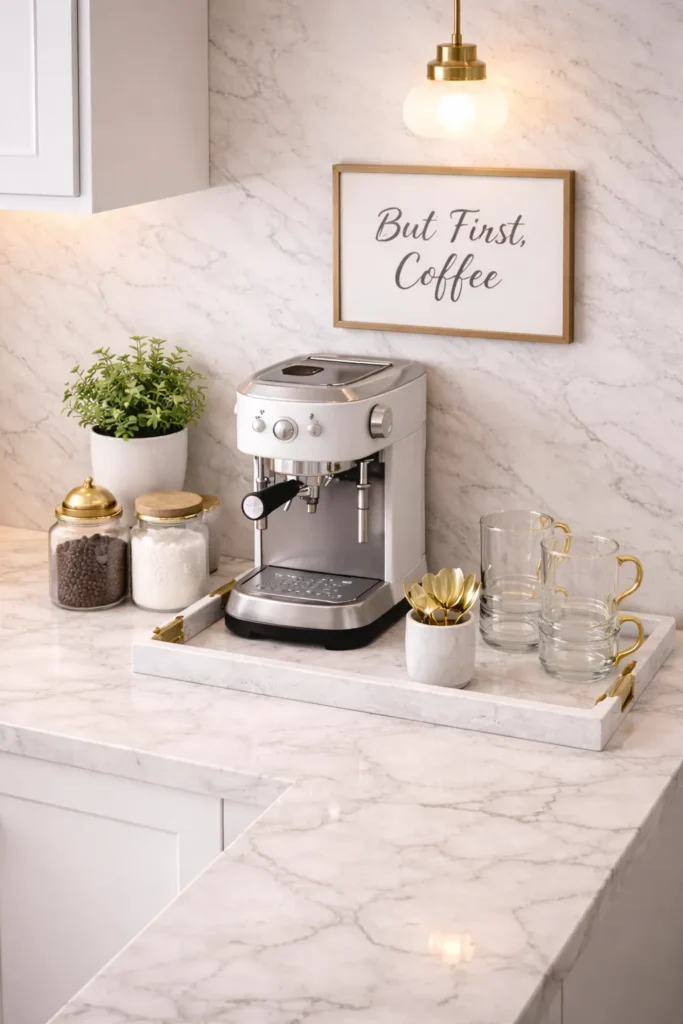 Marble Counter Coffee Station Idea