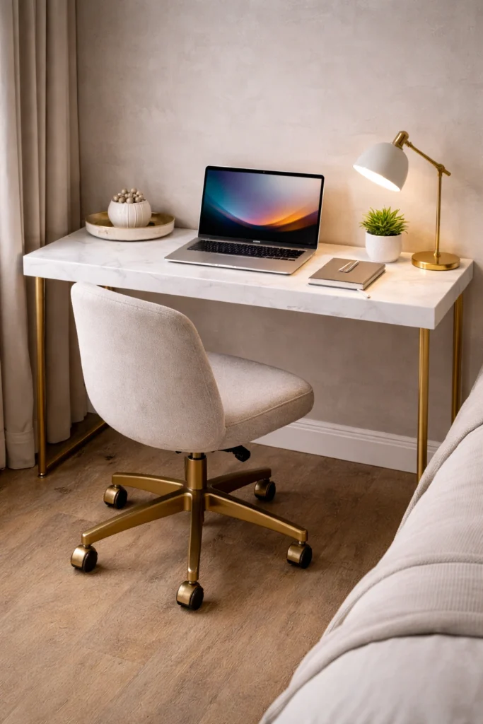 Marble Top Compact Desk Idea
