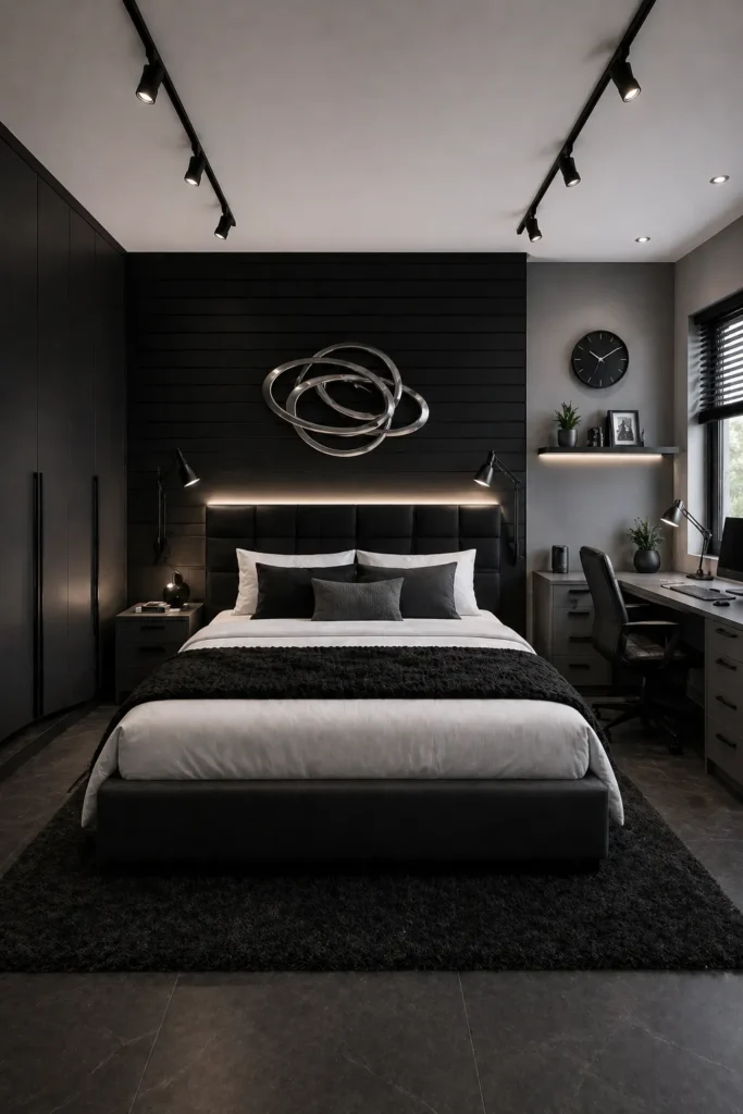 Matte Black Modern Bedroom Idea