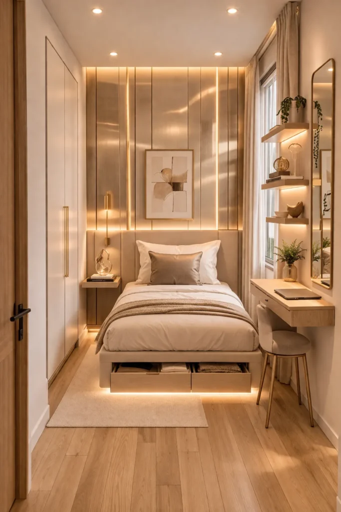 Metallic Panel Accent Box Room Bedroom Idea