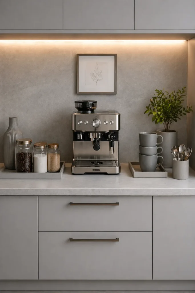 Minimal Grey Coffee Bar Idea