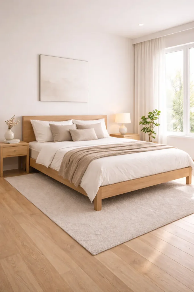 Minimal Bedroom With Large Window Light Idea