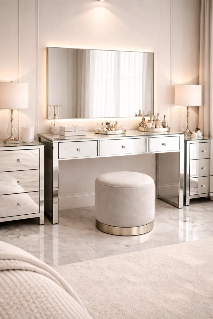 Mirror Finish Luxury Dressing Table Idea