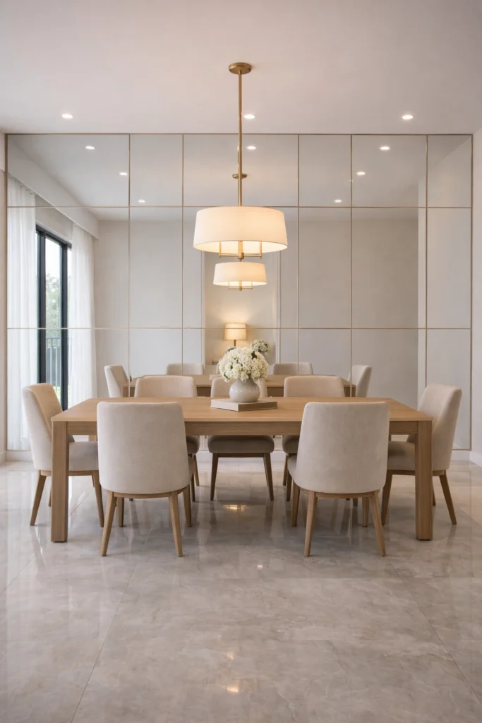 Mirror Panel Dining Room Wall Paneling Idea