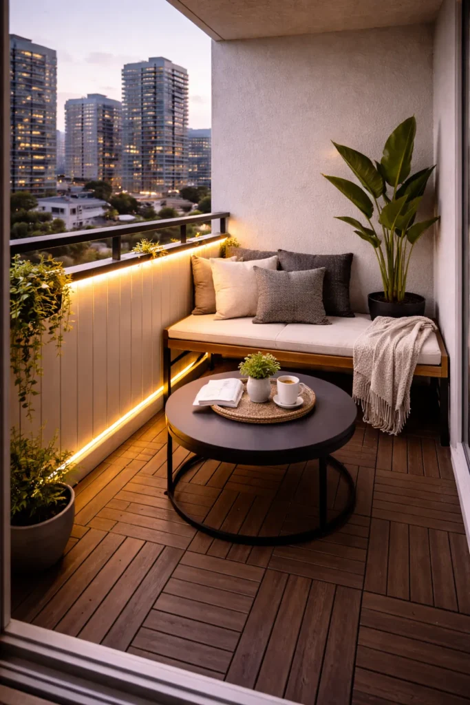 Modern Black & Wood Balcony Idea