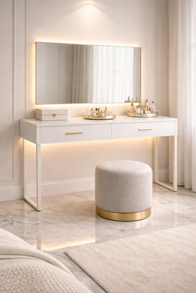 Modern LED Strip Dressing Table Idea