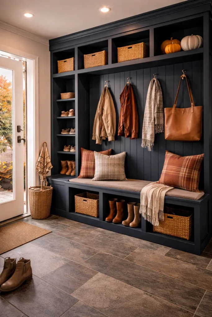 Modern Fall Mudroom Organization Space Idea