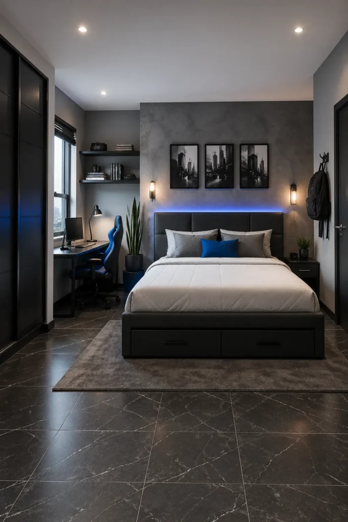 Modern Urban Grey Bedroom Idea