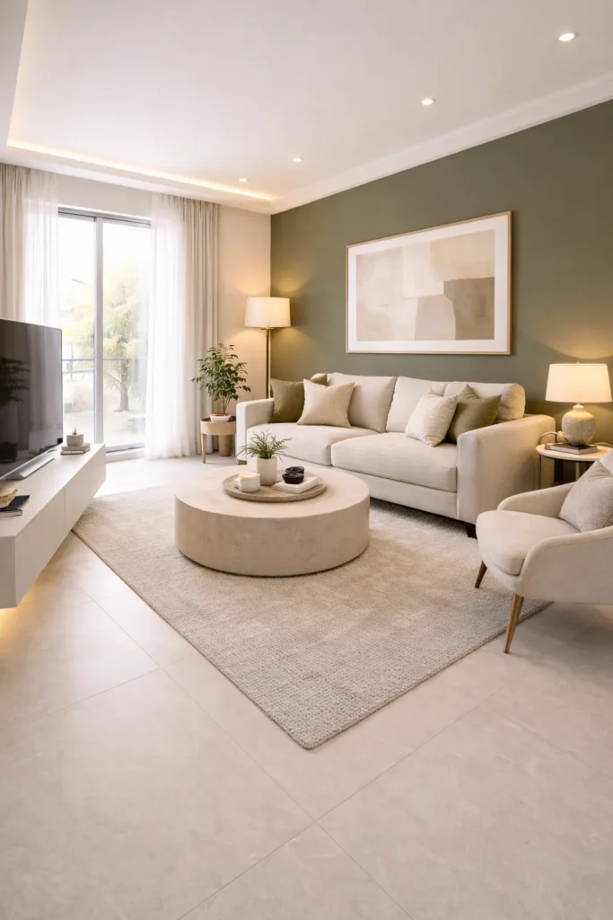 Modern Olive Green Stylish Living Room Idea