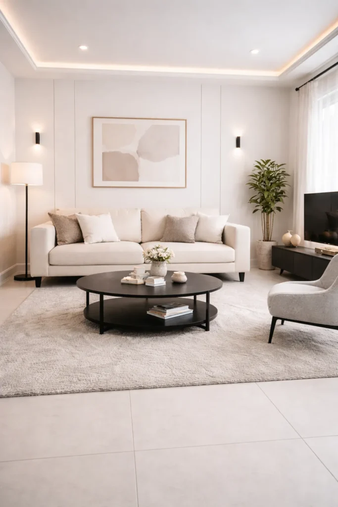 Modern White Panel Stylish Living Room Idea