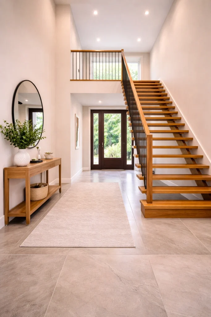 Modern Statement Staircase in Entry Hall Style