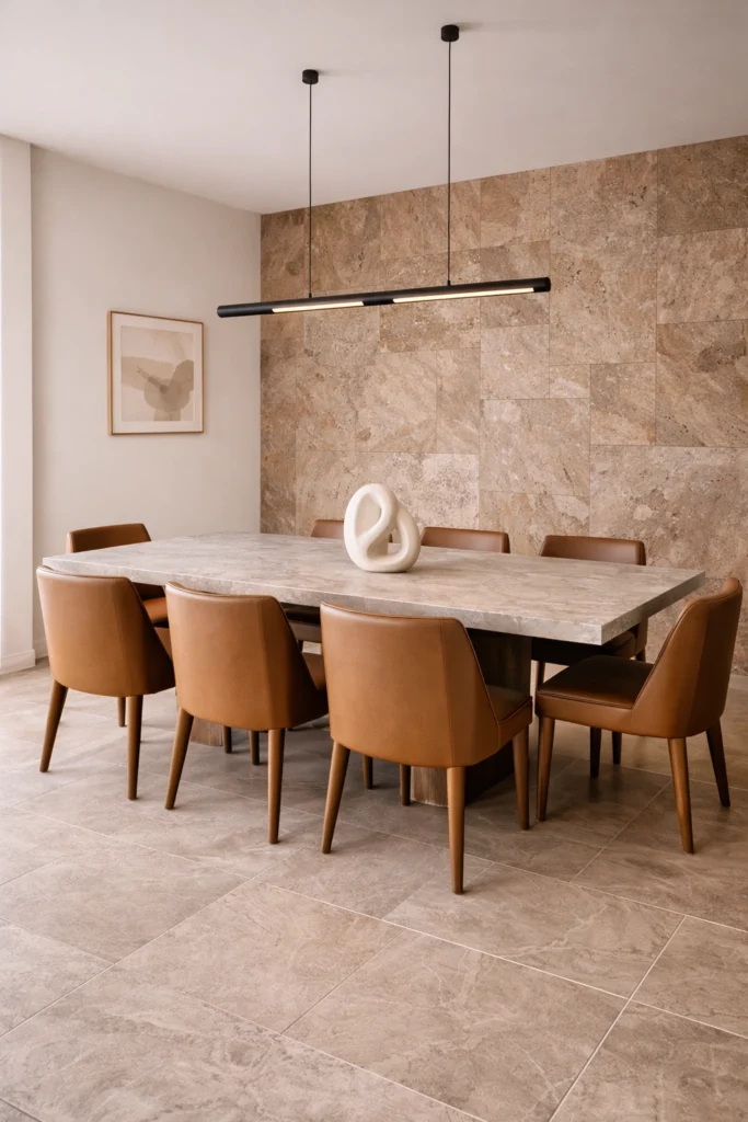 Modern Stone Accent Dining Room Idea
