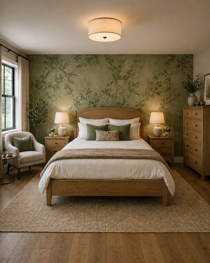 Moss Green Guest Bedroom Comfort Space Idea