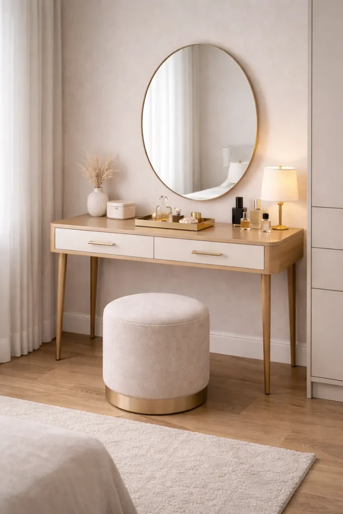 Neutral Tone Elegant Dressing Table Idea