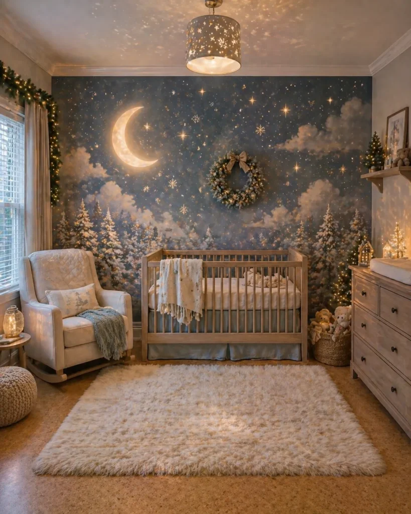 Nursery Moonlit Christmas Sky Wall Idea