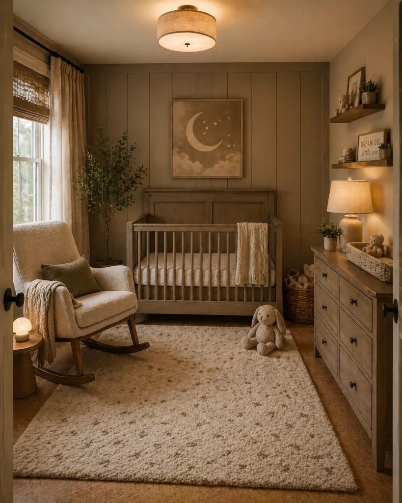 Nursery with Warm Taupe Crib Room Idea