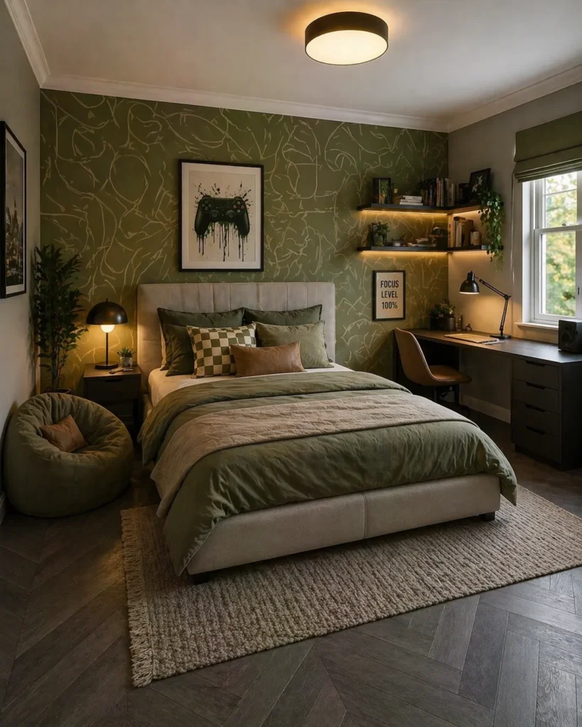 Olive Green Teen Bedroom Style Zone Idea