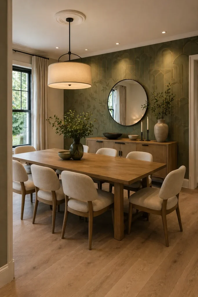Olive Green Dining Room Statement Setting Idea
