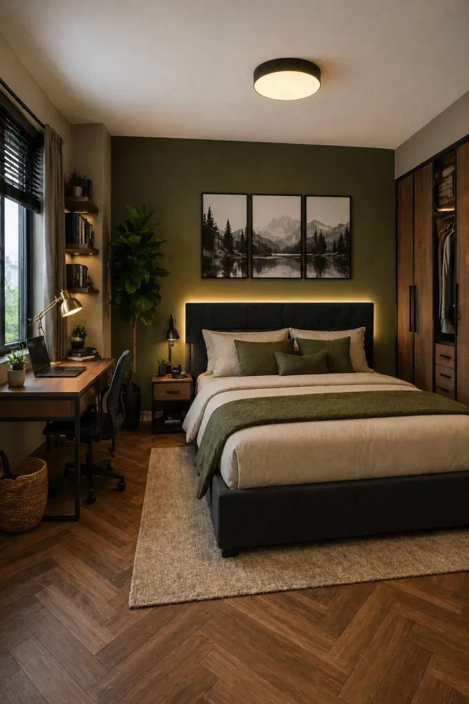 Olive Green Modern Bedroom Idea