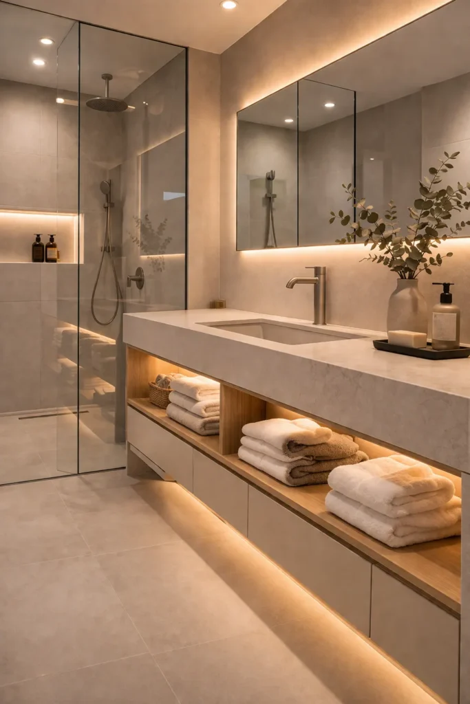 Open Vanity Shelf Bathroom Idea