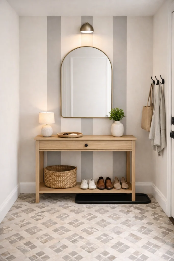 Painted Panel Stripe Entryway Idea