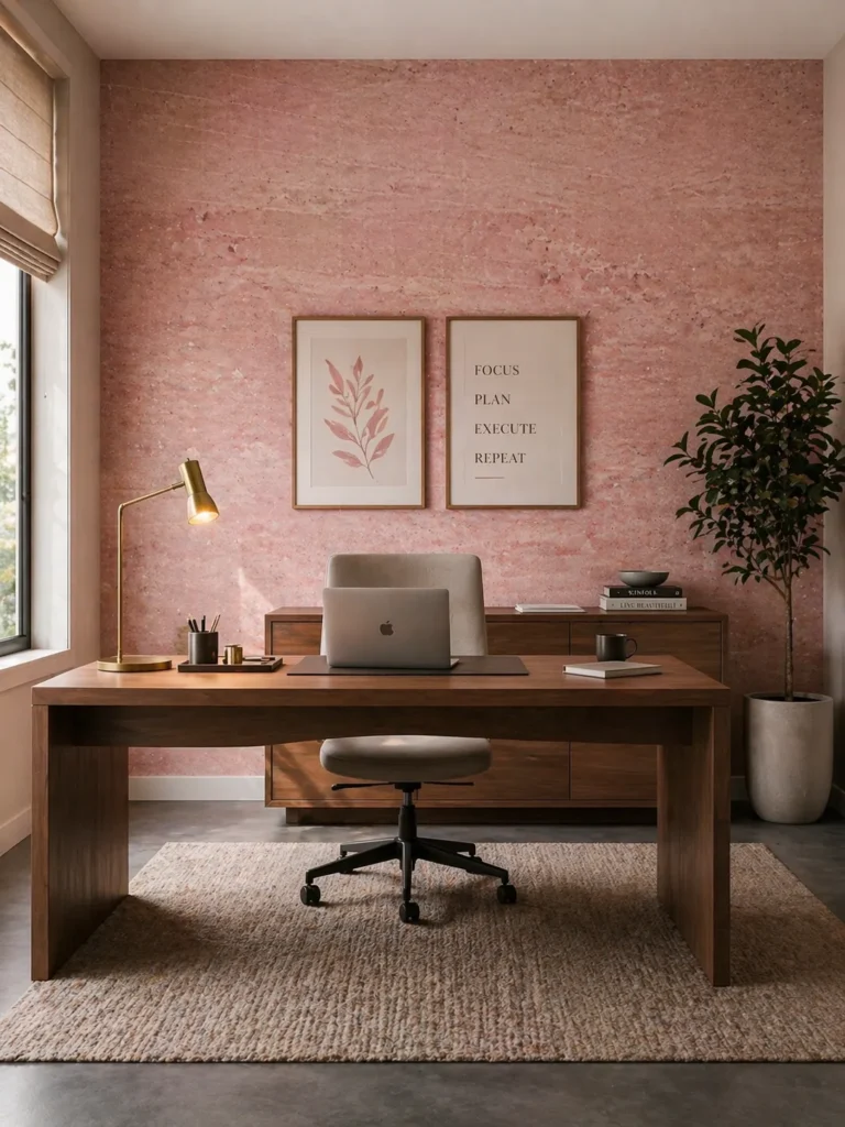 Pink Stone Texture Wallpaper for Home Office Idea