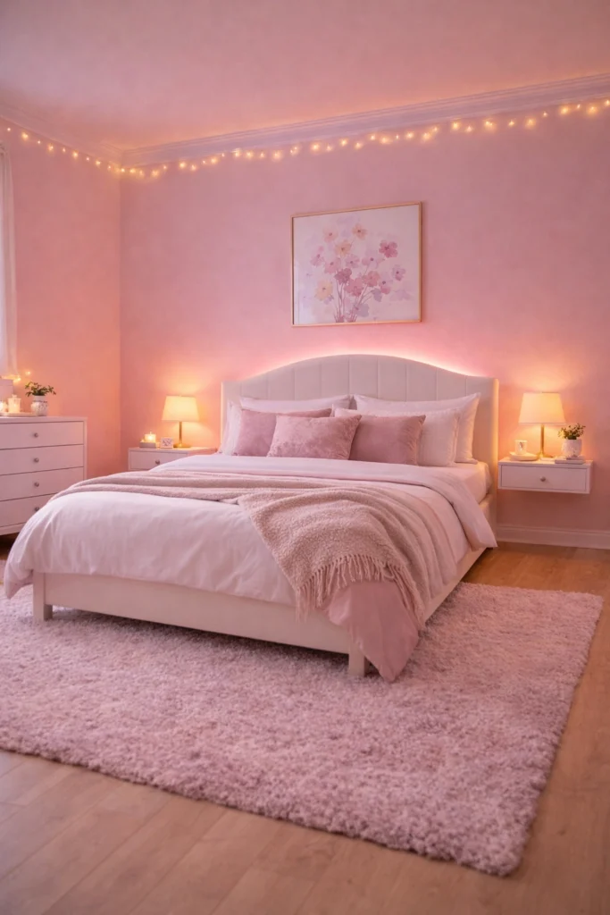 Pink Glow Lighting Bedroom Idea