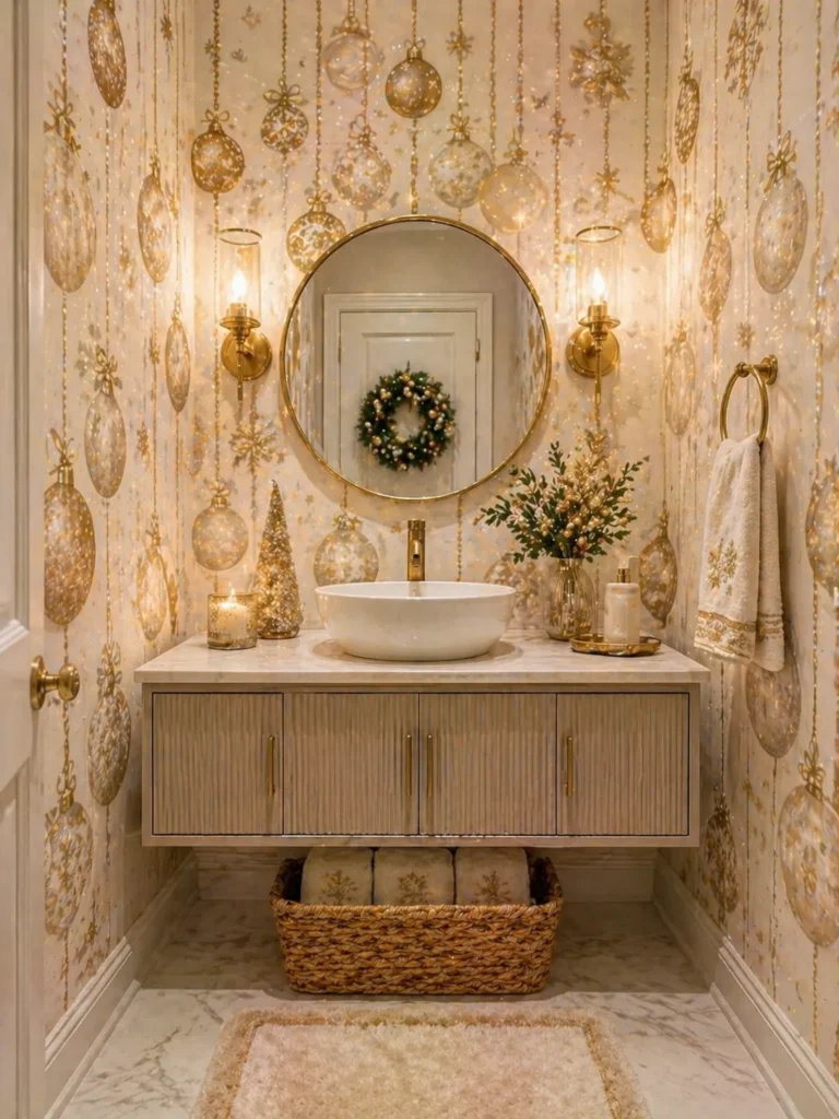 Powder Room Gold Ornament Glam Wall Idea