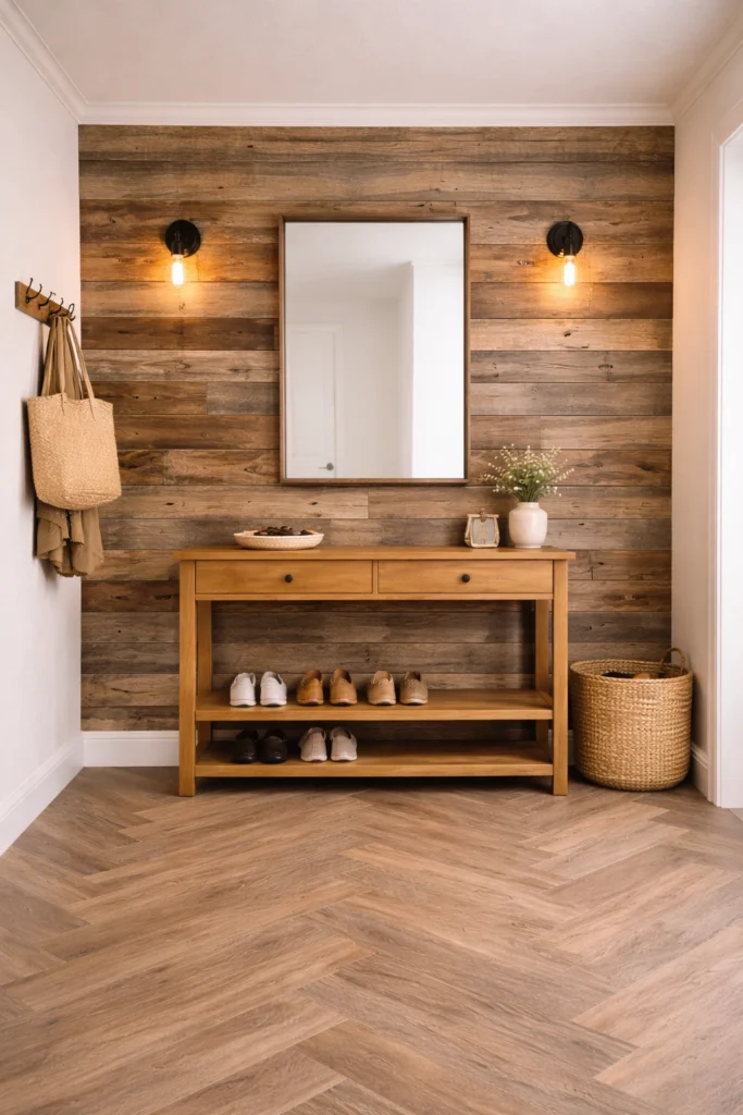 Reclaimed Wood Accent Entryway Idea