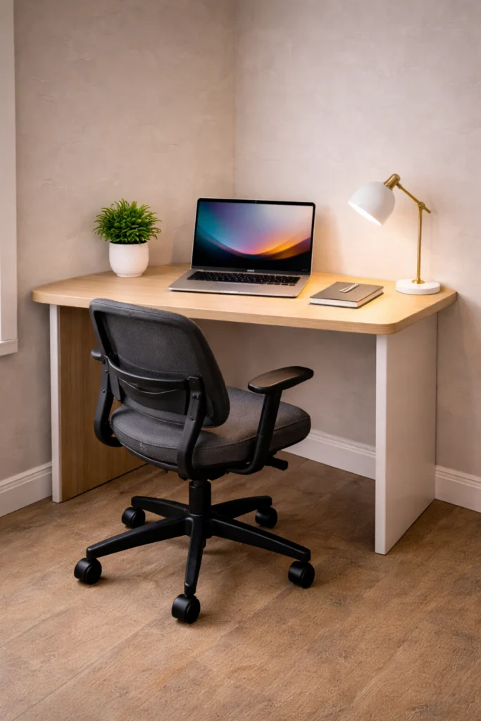 Rounded Corner Compact Desk Idea
