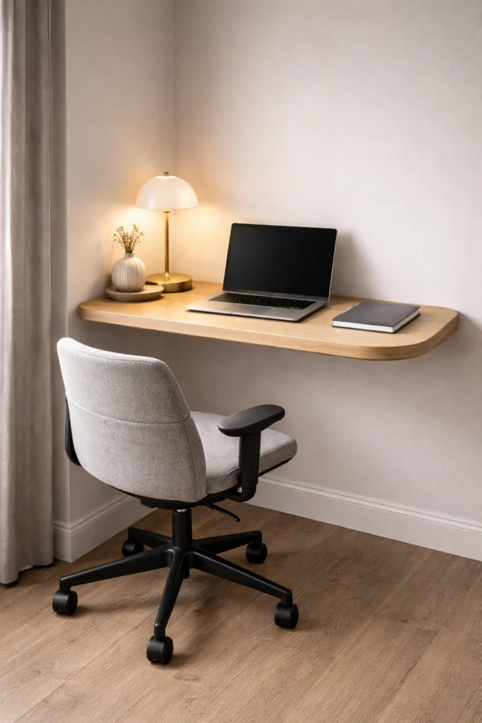 Rounded Wall-Mounted Compact Desk Idea