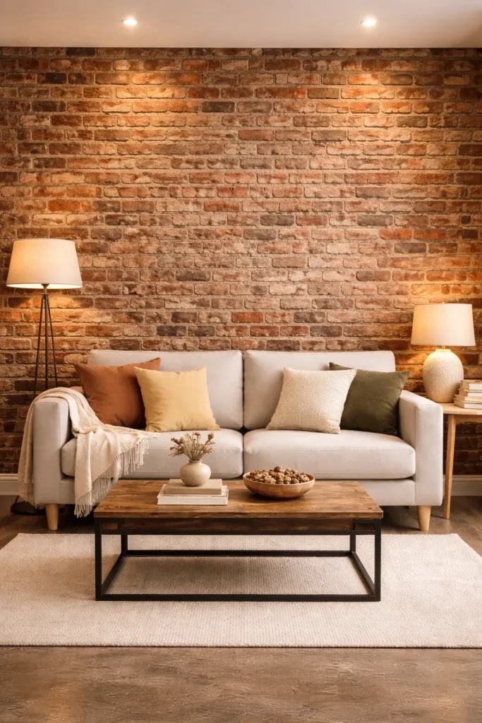 Rustic Brick Fall Tone Wallpaper Idea
