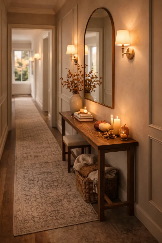 Rustic Autumn Hallway With Console Layers Idea