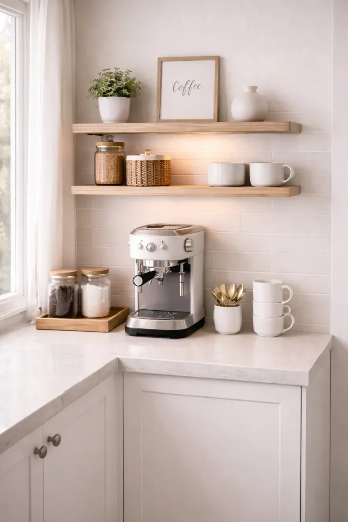 Scandinavian Light Wood Coffee Bar Idea
