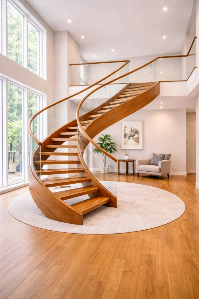 Sculptural Ribbon Staircase Design Style