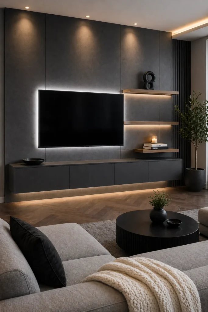 Slate Grey Modern Media Wall Idea