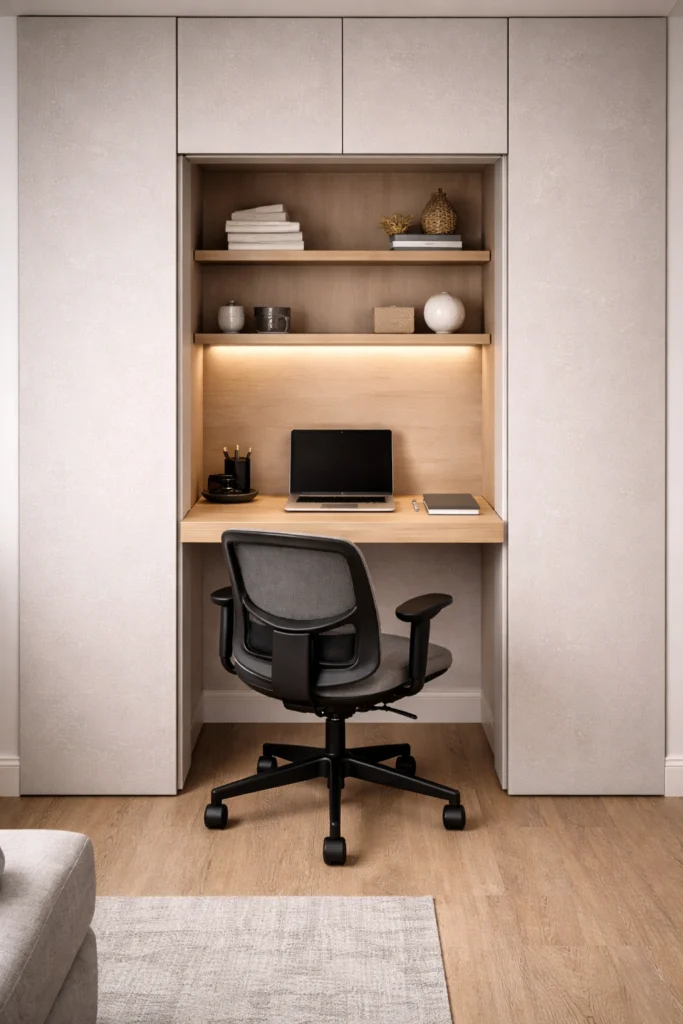 Sliding Wall Panel Desk Idea