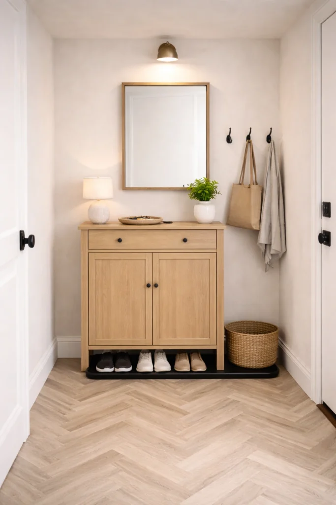Slim Cabinet Entryway Idea