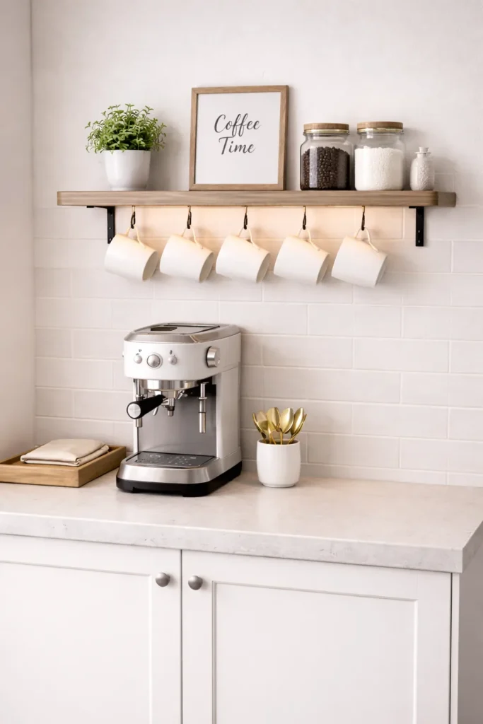 Small Kitchen Shelf Coffee Bar Idea