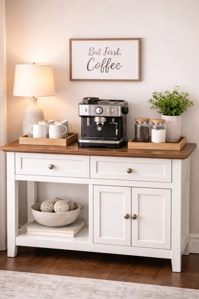 Small Buffet Coffee Bar Idea