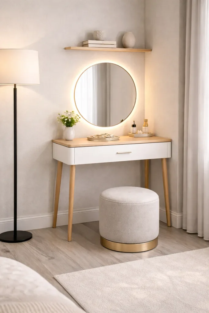 Small Corner Elegant Dressing Table Idea